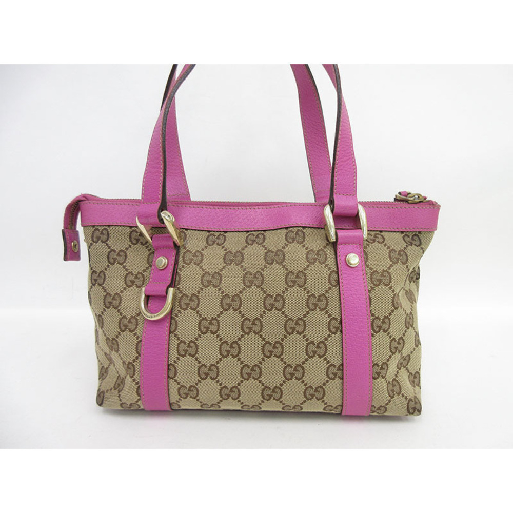 Gucci Canvas Pink GG Bag Tote Abbey Beige - Picture 3 of 11